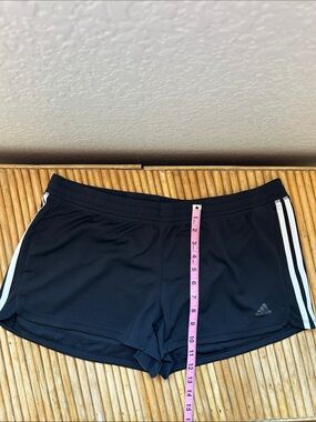 adidas Black Athletic Shorts with White Side Stripes